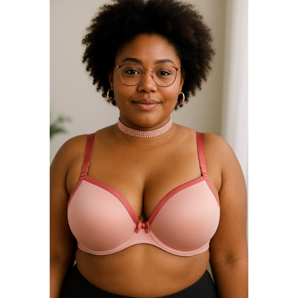 Avenue Body Pink Satin Push-Up Bra 42C Lightly Padded Underwire Bow Accent